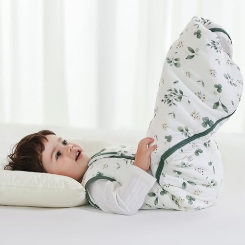 Image of Mosebears Unisex Rayon Made from Bamboo Sleep Sack with 2-Way Zipper,2.5 Tog Baby Winter Sleep Sack(Plant,6-18 Months)