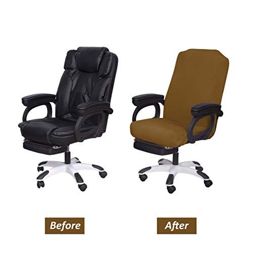 Image of SARAFLORA Khaki Office Chair Covers Stretch Washable Computer Chair Slipcovers for Universal Rotating Boss Chair Middle Size