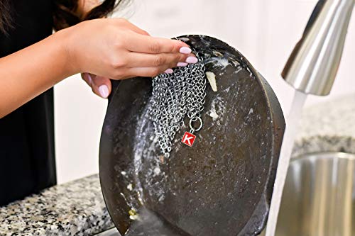 CM SCRUBBER Knapp Made Original 4" Chainmail Scrubber - Cleaner For Cast Iron, Stainless Steel, Hard Anodized Cookware and Other Pots & Pans