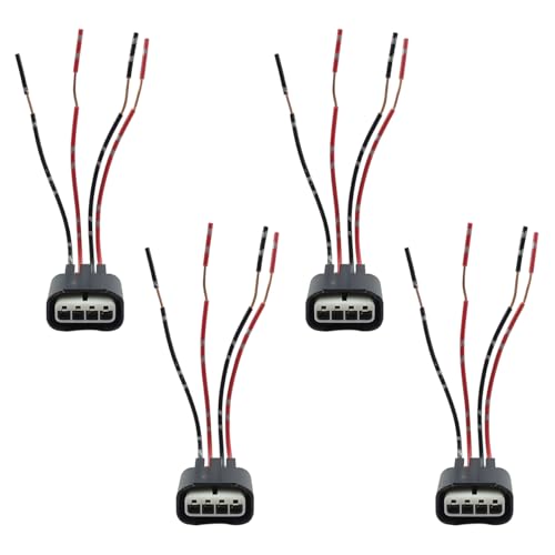 KPFILEH 4PCS Car Ignition Coil Connector Standard 4 Ports Automotive Ignition Coil Wire Harness OEM 90980-11885 Vehicle Ignitions Coils Replacement Plug for Car SUV Truck (Black)