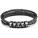 VIBOOS Personalisierte Armbänder Gravur 2-6 Namen Benutzerdefinierte Identifikations-ID für Männer Frauen Jungen Echtleder Edelstahl Perlen Geflochtene Manschette Bester Freund Geschenke