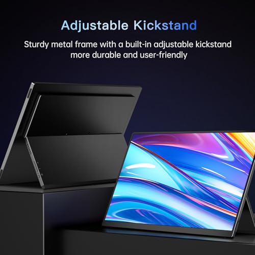 Image of Portable Monitor 15.6 inch FHD 1080p with 13500mAh Built-in Battery, Kickstand & Speakers, HDMI USB C External Travel Monitor for Laptops, PC, Mac, Xbox, Switch, and PS5 /4