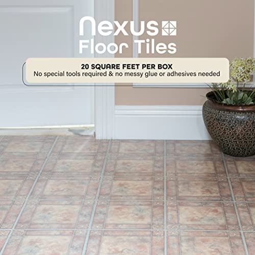 Nexus Self Adhesive 12-Inch Vinyl Floor Tiles, 20 Tiles - 12" X 12", Spanish Rose Pattern - Peel & Stick, Diy Flooring For Kitchen, Dining Room, Bedrooms & Bathrooms By Achim Home Decor #TOP1