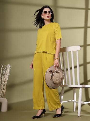 Image of CHKOKKO Casual Co ord Set For Women Stylish Summer Wear Cord Half Sleeves Round Neck Track Suit Coords Travelling Outfit Western Ladies Co ords