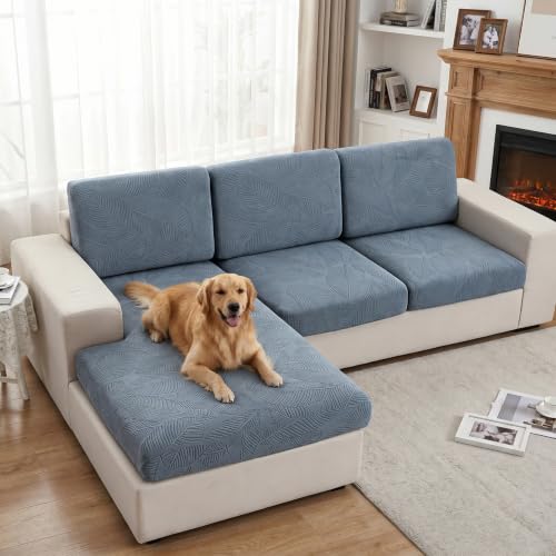 UWWGKK Stretch Couch Cover for Sectional Sofa - Multiple Patterns & Colors,Sofa Cover Design for Backrest,Light Grey Bjy Backrest Cushion(1 Pcs)