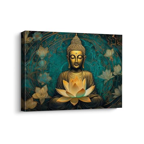 Affiches et impressions de lotus du Bouddha doré art mural zen