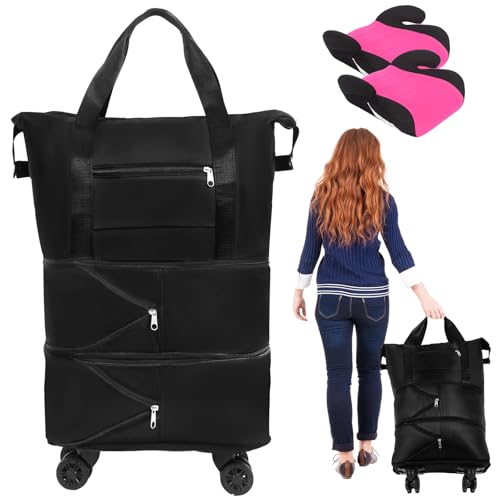 Image of Abbylike Expandable Booster Seat Travel Bag for Airplane Backless Folding Car Seat Travel Bag with Wheels Airport Check and Carrier for Business Trips Short Trips