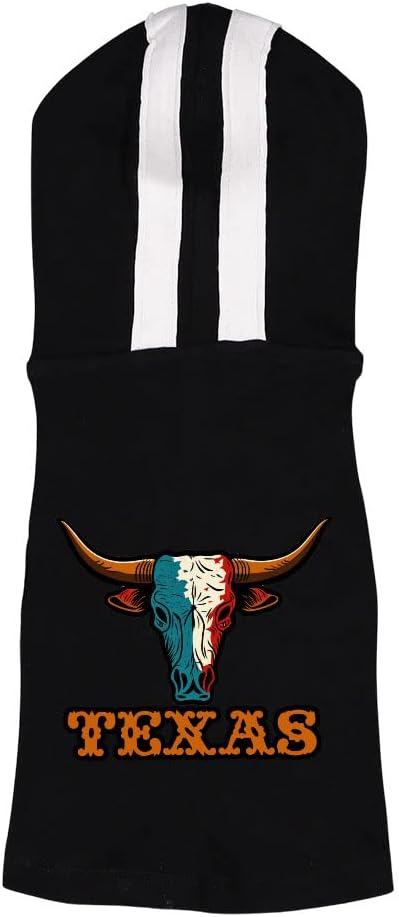 Texas Bull Skull Dog Shirt with Hoodie - Printed Dog Hoodie - Cool Design Dog Clothing - Pink White, S