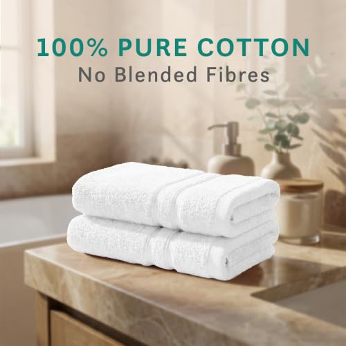 Image of MYTRIDENT 100% Cotton Hand Towels - Highly Absorbent, Super Soft 2 Piece Set, 400 GSM - for Gym, Spa, Comfort Living - Baby Talc
