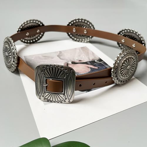 Ethnic Carved Floral Buckle Waist Straps PU Thin Belt Adjustable Coat Dress Male Ladies Thin Formal Waistband4