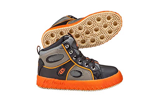 ACACIA Grip-INATOR Broomball Shoes, Gray/Black/Orange, 5