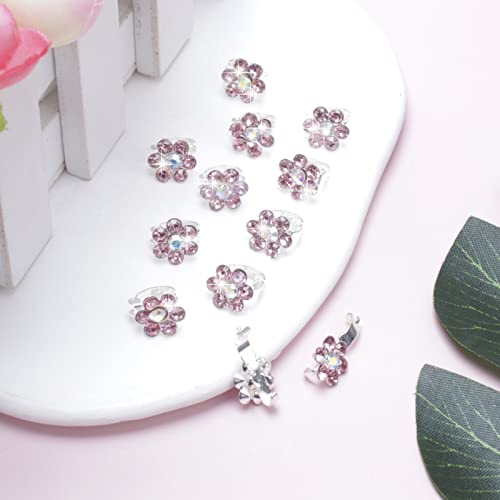 Yission 20Pcs Mini Rhinestone Flower Hair Clips Cute Pink Hair Pins Small Decorative Hair Clips Wedding Hair Barrettes Bridal Hair Accessories For Girls Women #TOP7
