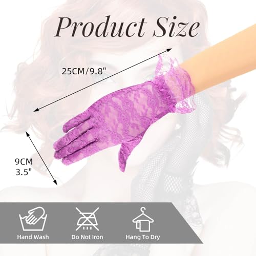 YouNuo Lace Gloves for Women, Wedding Bridal Tea Party Gloves, Floral Opera Glove for Evening Prom 1920s Halloween Costume2