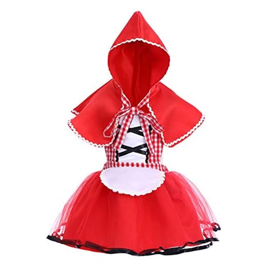 FYMNSI Niña Bebé Disfraz de Caperucita Roja con Capa Cuento de Hadas Little Disfraz de Equitación para Halloween Carnaval Cosplay Navidad Fiesta de Cumpleaños Fotografía Vestirse 2-3 años