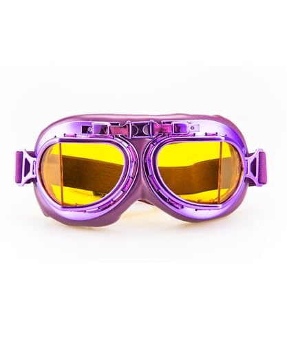 CRG Sports Vintage Aviator Pilot Style Motorcycle Cruiser Scooter Goggle T08 T08ZYZ - Parent (Purple frame Yellow lens)