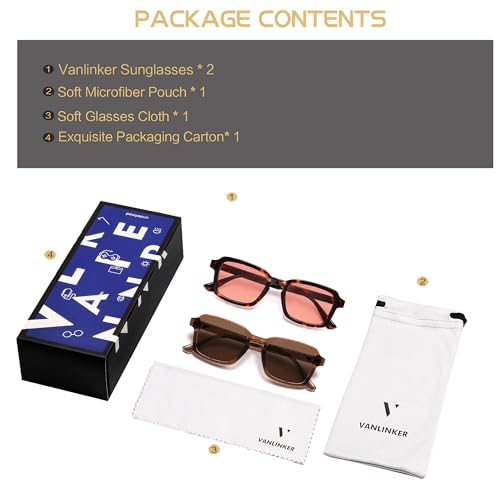 Image of VANLINKER Polarized Trendy Square Sunglasses for Women Men 2026 Retro Chic Cute Shades VL9849