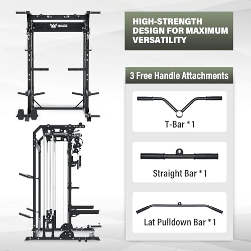 MAJOR FITNESS F22 Multi-Functional Power Rack—1600lbs Capacity All-in-One Squat Rack with Dual Pulley System for Home Gym Strength Training - Thumbnail 7