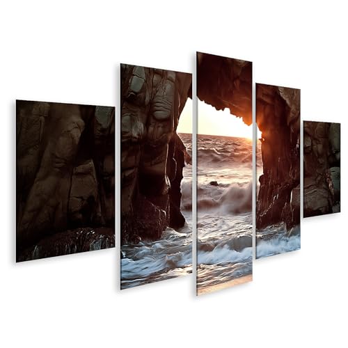 Tableau mural pour salon pour les amoureux de la nature paysage océan et roche noire