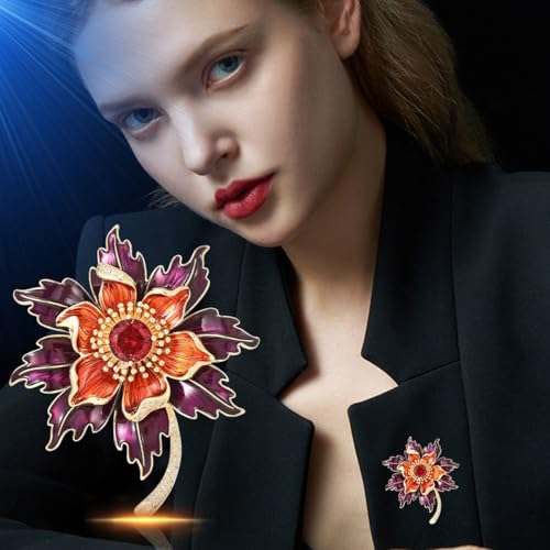 Image of Flower Brooch Pin Gold-Plated Enamel Brooch Lapel Pins Flower Jewelry for Women
