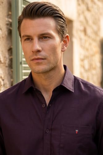 Image of Louis Philippe Men's Slim Fit Signature Oxford Easy Care, Natural Stretch Full Sleeve Solid Casual Shirt, Cotton