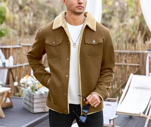 Men’s Winter Lapel Jacket Fleece Lined Multi-Color Warm Coats Comfortable Outdoor Casual Outerwear3