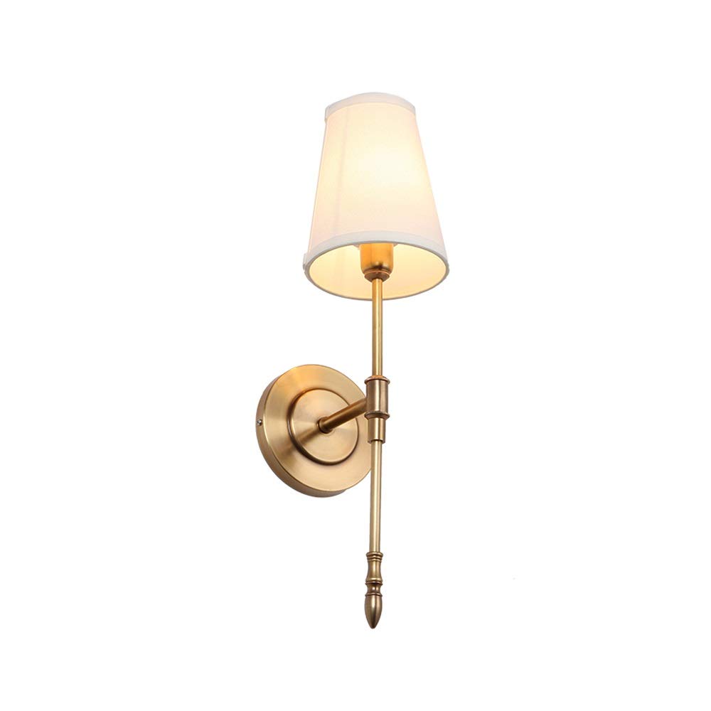ZTCHSENZT Wall Sconces, Aisle Wall Lamp Bedroom Bedside Decorative Wall Sconces Living Room Wall Light Corridor Wall Lamp Lamp Holder Copper Cloth Lampshade Wall Light Fixtures Be,Gold-Single head