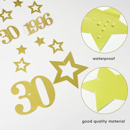 Image of Eucutur Gold 30th Birthday Decorations for Him Her, Pre-Strung Glitter Twinkle Number 30 Years Old Vintage 1996 Hanging Streamer Banner Party Supplies, Cheers 30th Birthday Anniversary Decor
