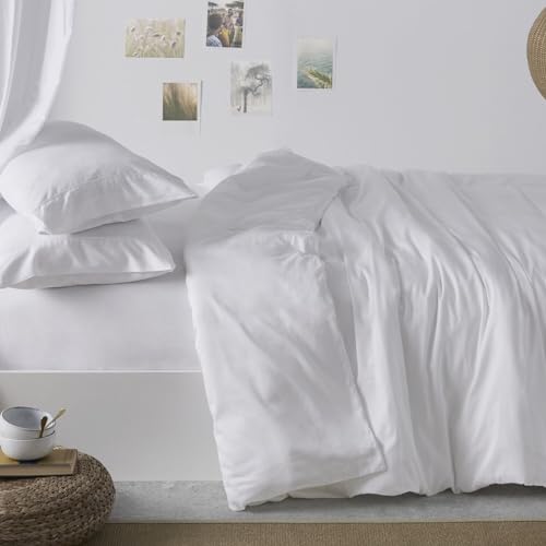 Burrito Blanco │ Funda nórdica 160x260 cm │ Cama de 90 cm (+ Medidas Disponibles)│ Tejido de algodón 100%, Calidad percal, 180 Hilos │ Colección coordinable en 6 Colores │ Diseño 400 Blanco