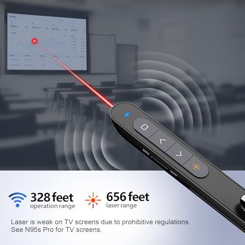 norwii n76 rechargeable presentation clicker with pointer long range presentation remote wireless presenter for powerpoint presentations slide control black with red light