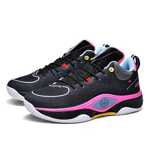 MekUk Neutral Lightweight Non-Slip Basketball Shoes Men's Outdoor Fitness Training Sports Shoes Black Plum
