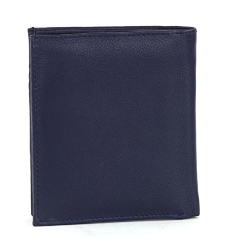 Bacci Mens RFID blocking Wallet - Genuine Leather Bifold Wallet with 2 Cash, 2 Coin Compartments, 13 Cards, 2 Inner Slots & 1 ID Window - Hipster Bifold Wallet for Men (Blue)4