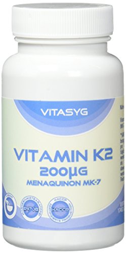 Vitasyg Vitamin K2 - Menaquinon MK-7 200µg - hochdosierte 365 vegane Tabletten - Jahrespackung - Menachinon - Vitamin K2, 1er Pack (1 x 73 g) Cover