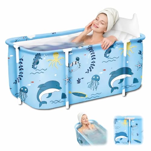Bhajanshree Adult Folding Bathtub - Portable Soaking Tub, Collapsible Family SPA Barrel, Maintaining Hot & Cold Temperature With Drainage Hole & Thicken Layer for Home Hot Water & Ice Bath (Fish Bath)