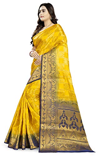Image of Women's Banarasi Silk With Jacquard Print Saree With Blouse