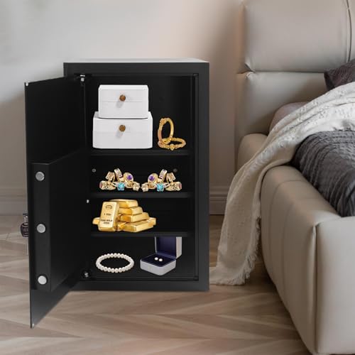 Coffre-fort de sécurité avec clé, 60 l, grand casier, coffre-fort mural, coffre-fort de sol, pour chambre à coucher, salles d'études et magasins de bijoux, 62,5 x 37 x 31 cm
