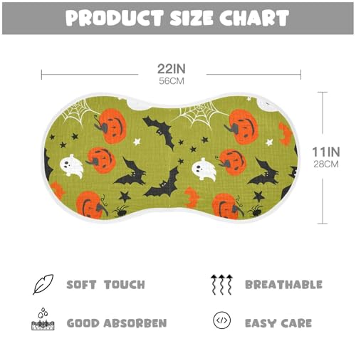 Baby Burp Cloths, Soft Absorbent Burping Cloths for Babies, Cotton Milk Spit Up Rags, Large Size for Newborns, Baby Boys and Girls (Cute Jack-o'-Lanterns)4