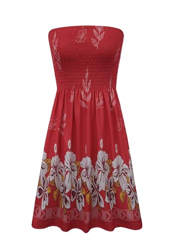 Image of Zyyfly Strapless Dress for Women Summer Beach Boho Smocked Tube Top Dress