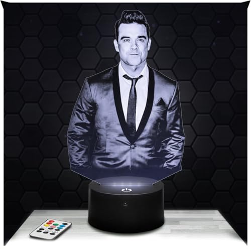 Lampephoto.fr - Lampe 3D Robbie Williams, Décoration Chanteur Pop Britannique, Idée Cadeau Homme Femme, Objet Veilleuse Adulte, Déco Chambre, Idée Cadeau...