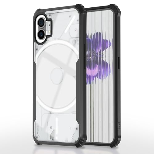 Image of Pikkme Back Cover for Nothing Phone 1 | Ultra Hybrid Shockproof Case | Full Camera Protection | Raised Edges | Clear Transparent Bumper Case (Black)