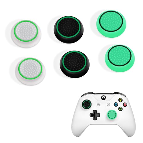 DLseego 6PCS Thumb Grips Caps for Xbox One X S PS5 PS4 PS3 PlayStation DualSense Switch Pro Wireless Controller Steam Deck, Soft Silicone Anti-Slip Button Cap Joystick Cover - Green