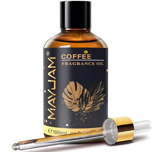 MAYJAM 100ML/3.38FL.OZ Coffee Fragrance Oils with Glass Dropper, Essential Oils for Diffusers, Long Lasting Scented Oils for Soap Candle Making