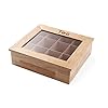 HENDI Teebox, Holzbox mit Sichtfenster, 12 Acryl Kammern, Dokorative Teedose, 300x280x(H)90mm