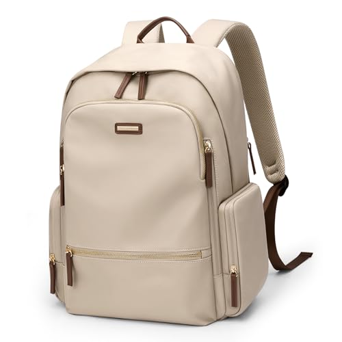 GOLF QUALITY Mochila Portátil Mujer 15.6 Pulgadas, Antirrobo Para Viaje, Elegante Casual Para Trabajo Universidad, PC, Albaricoque
