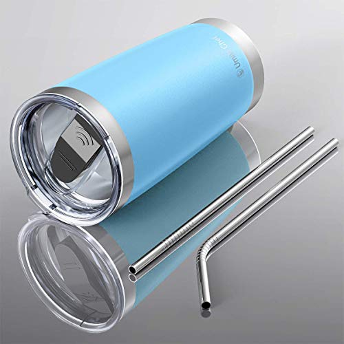 Image of Umite Chef 20oz Tumbler Double Wall Stainless Steel Vacuum Insulated Travel Mug with Lid, Insulated Coffee Cup, 2 Straws, for Home, Outdoor, Office, School, Ice Drink, Hot Beverage (20oz, Blue)