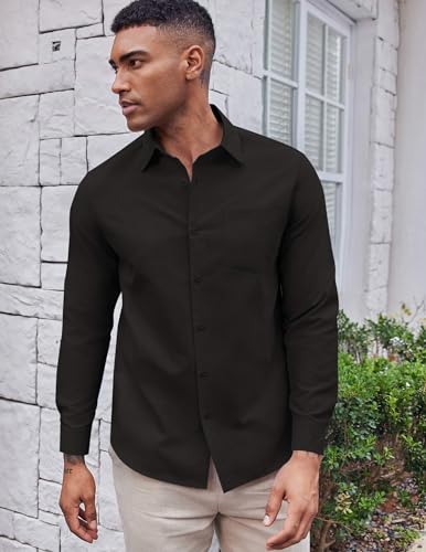 COOFANDY Mens Oxford Shirt Long Sleeve Casual Button Down Shirts Soild Dress Shirts with Pocket3