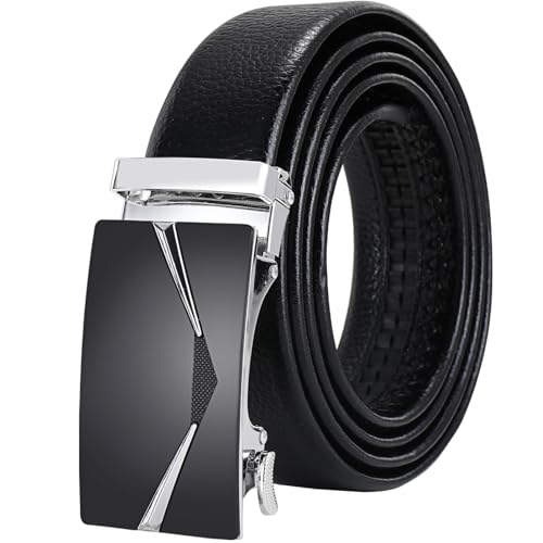 Men's Automatic Buckle Belt, Durable Leather, Versatile For Casual & Business, 130cm/51.2in