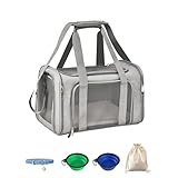 猫 キャリーバッグ 猫 キャリー 犬 キャリー ペットキャリー 猫 キャリーケース 病院に連れて行くのに適した ペットキャリーケース キャンプ用 犬 キャリーバッグ バンド クレート 小型犬 旅行の/防災グッズ/避難リュック/車載 犬 キャリーケース 付属品(折りたたみボウル2個/爪切り/首輪/ゴミ袋/スコップ/ペットフード袋)の グレー ペットキャリーバッグ -Wayfurr