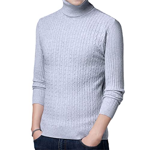 Pull col roulé homme tricoté YIOLEAMP gris pour les sorties