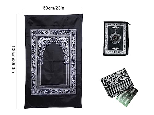 Tapete de oración portátil Abiyou 60cm x 100cm negro miniatura 3