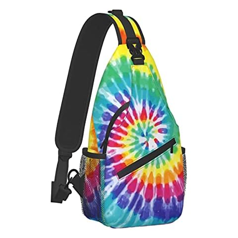 Unisex Chest Bags Crossbody Sling Backpack Travel Hiking Daypack Shoulder Bag, Riainbow Tie Dye, One size Cover